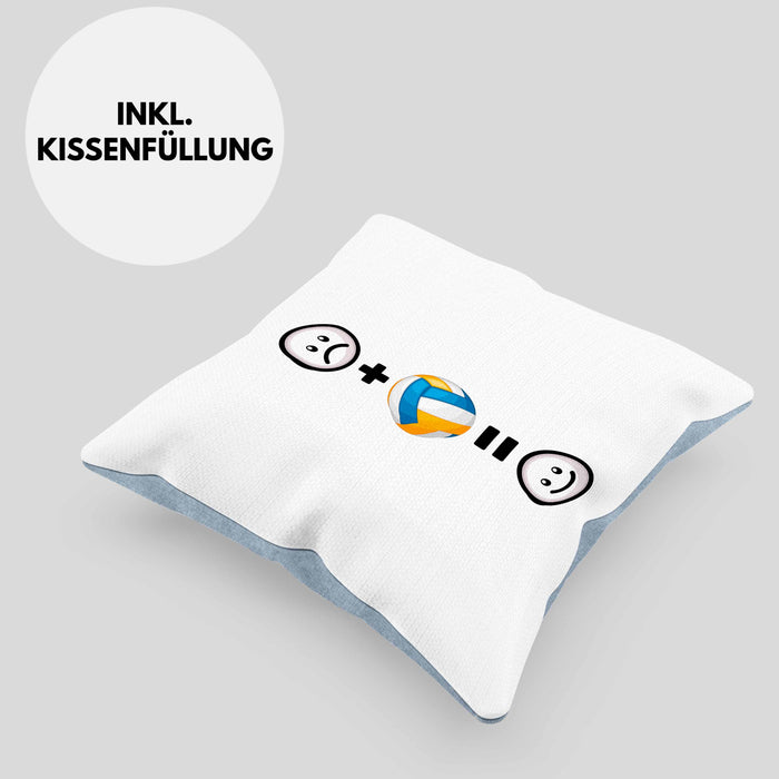 Volleyball Kissen mit Füllung 40x40 Geschenkidee für Volleyball-Spieler Geburtstag Lustiges Geschenk :( + Volleyball = :) (Grau) Blau Trendation