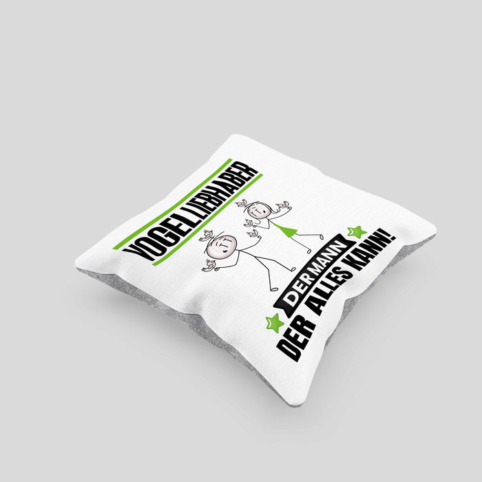 Vogelliebhaber Kissen mit Füllung 40x40 Geschenk für Vogelliebhaber Der Mann Der Alles Kann Geschenkidee zum Geburtstag (Grau) Grau Trendation