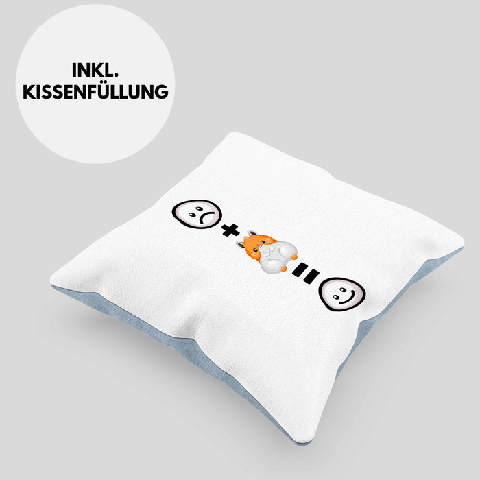 Hamster Kissen mit Füllung 40x40 Geschenk für Hamster Liebhaber Fans Besitzer :( + Hamster = :) Lustige Geschenkidee Geburtstag (Grau) Blau Trendation