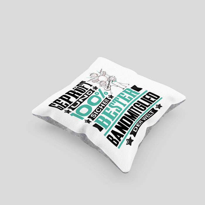 Bandmitglied Geschenk Lustiger Spruch für Bandmitglied Geschenkidee Bester Bandmitglied Der WeltKissen mit Füllung 40x40 (Grau) Grau Trendation