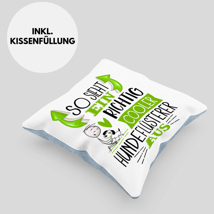 Hundeflüsterer Kissen mit Füllung 40x40 So Sieht Ein Richtig Cooler Hundeflüsterer Aus Geschenk Lustiger Spruch Geschenkidee (Grau) Blau Trendation