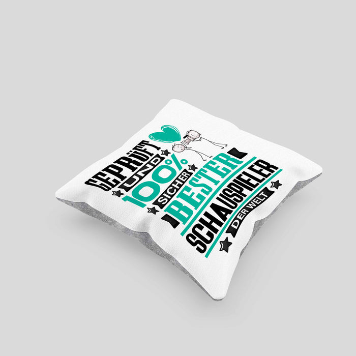 Schauspieler Geschenk Lustiger Spruch für Schauspieler Geschenkidee Bester Schauspieler Der WeltKissen mit Füllung 40x40 (Grau) Grau Trendation