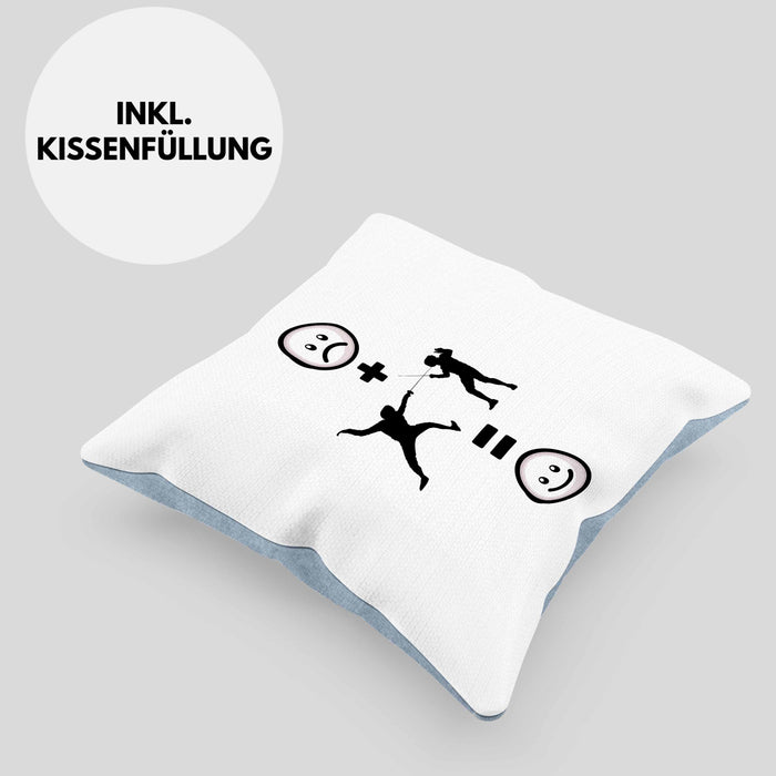 Fechten Kissen mit Füllung 40x40 Geschenk für Fechter :( + fechten = :) Lustige Geschenkidee Geburtstag (Grau) Blau Trendation
