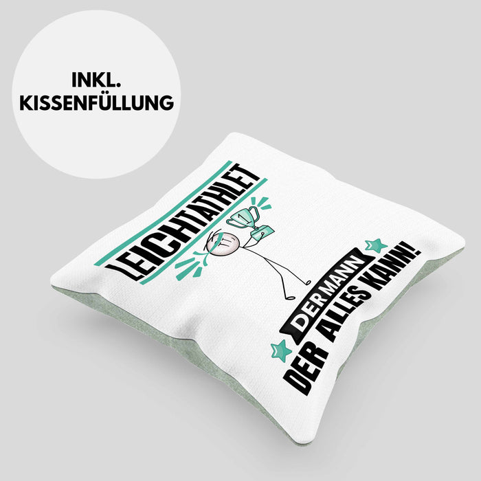 Leichtathlet Kissen mit Füllung 40x40 Geschenk für Leichtathlet Der Mann Der Alles Kann Geschenkidee zum Geburtstag (Grau) Grün Trendation
