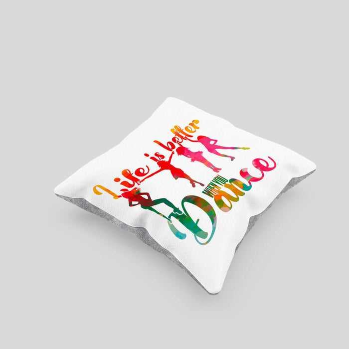 Tanzen Kissen mit Füllung 40x40 Geschenk für Tänzerin Life Is Better When You Dance (Grau) Grau Trendation