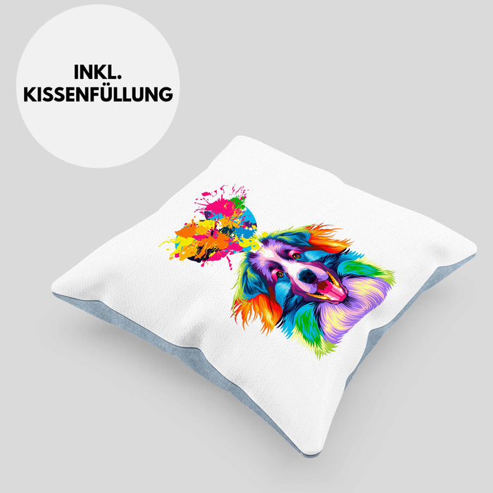 Border Collies Herz Farbe Besitzer Kissen mit Füllung 40x40 Geschenk Lustiger Spruch Geschenkidee Border Collies Liebhaber (Grau) Blau Trendation