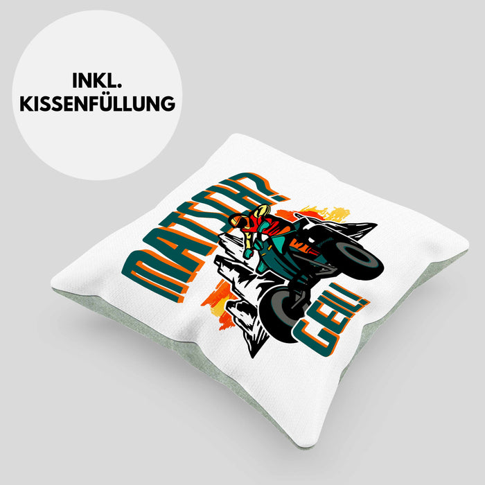 Lustige Kissen mit Füllung 40x40 für Quad-Fans Spruch Matsch? Geil! Quad Fahrer Geschenkidee (Grau) Grün Trendation