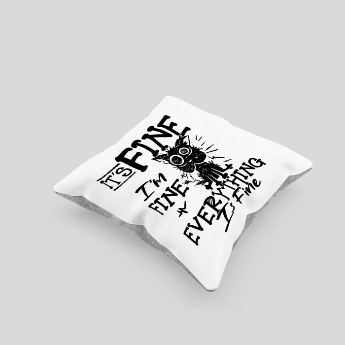 Its Fine Im Fine Everything Is Fine Kissen mit Füllung 40x40 Geschenk Katze Humor Sarkasmus (Grau) Grau Trendation