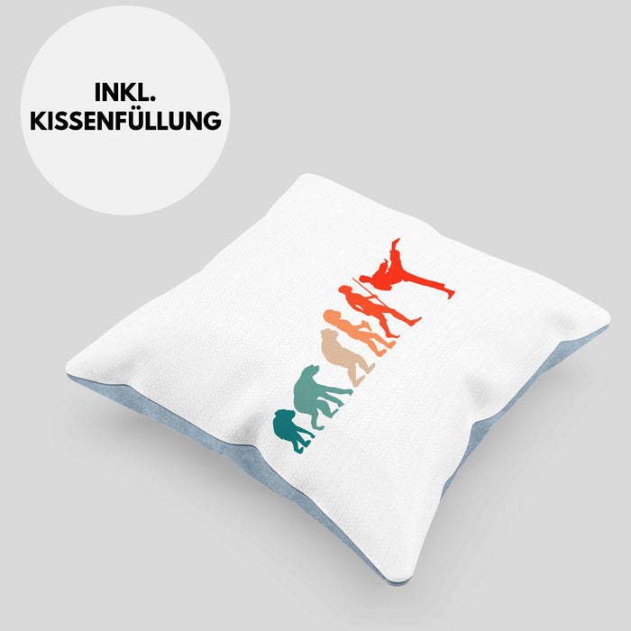 Karate-Kissen mit Füllung 40x40 Geschenk Kampfsport-Fans Jiu Jitsu Geschenkidee Evolution (Grau) Blau Trendation