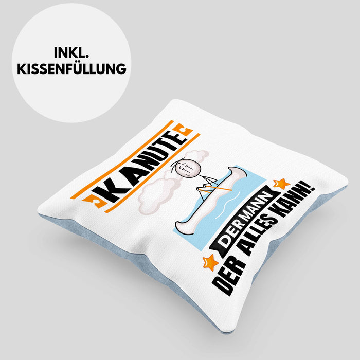 Kanute Kissen mit Füllung 40x40 Geschenk für Kanute Der Mann Der Alles Kann Geschenkidee zum Geburtstag (Grau) Blau Trendation