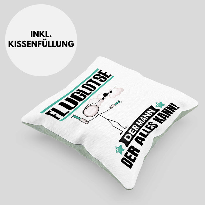 Fluglotse Kissen mit Füllung 40x40 Geschenk für Fluglotse Der Mann Der Alles Kann Geschenkidee zum Geburtstag (Grau) Grün Trendation