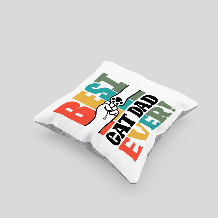 Geschenk für besten Katzenvater: "Best Cat Dad Ever" Kissen mit Füllung 40x40 Vatertag (Grau) Grau Trendation