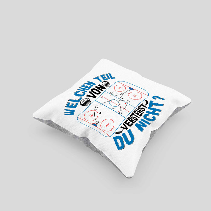 Eishockey Trainer Geschenk Kissen mit Füllung 40x40 Coach Eis-Hockey Spieler Geschenkidee Eishockeyspieler Geschenkdiee Welchen Teil Von Verstehst Du Nicht (Grau) Grau Trendation