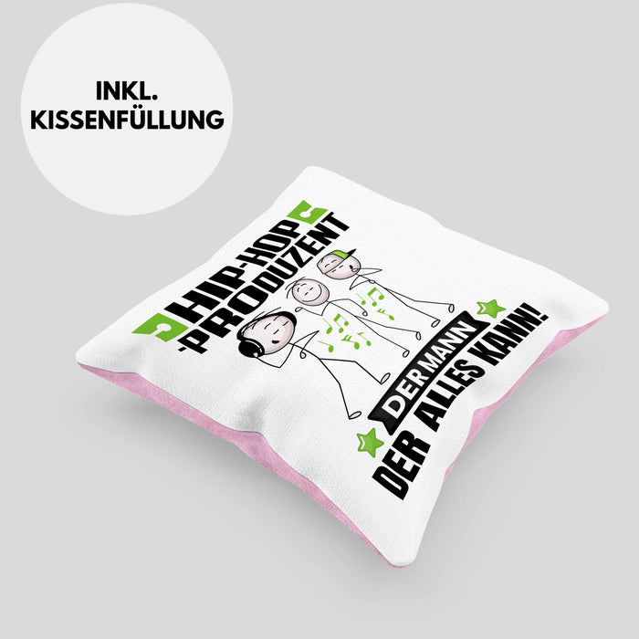 Hip-Hop-Produzent Kissen mit Füllung 40x40 Geschenk für Hip-Hop-Produzent Der Mann Der Alles Kann Geschenkidee zum Geburtstag (Grau) Rosa Trendation