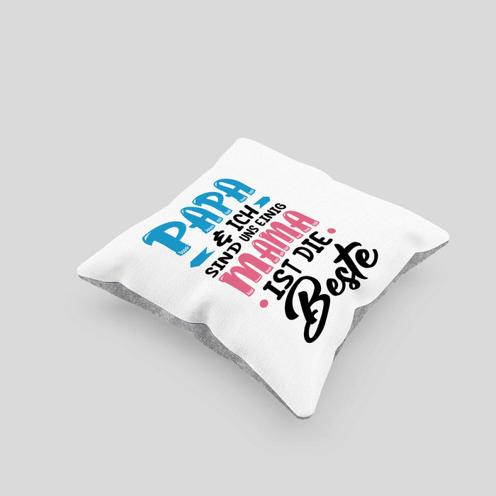 Mama Geschenk Kissen mit Füllung 40x40 Papa Und Ich Sind Uns Einig Mama Ist Die Beste Geschenkidee Muttertagsgeschenk von Sohn Tochter (Grau) Grau Trendation