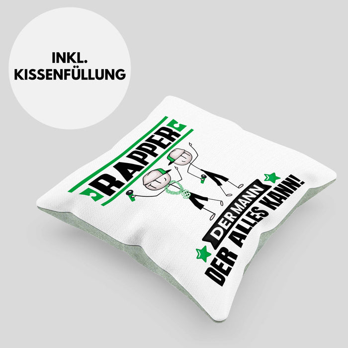 Rapper Kissen mit Füllung 40x40 Geschenk für Rapper Der Mann Der Alles Kann Geschenkidee zum Geburtstag (Grau) Grün Trendation