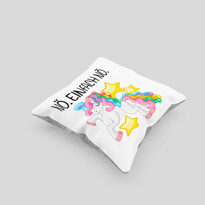 Lustige Nö Einfach Nö Kissen mit Füllung 40x40 Mit Spruch Einhorn Geschenk Mama Freundin Kollegin Geschenkidee Arbeit Frauen (Grau) Grau Trendation