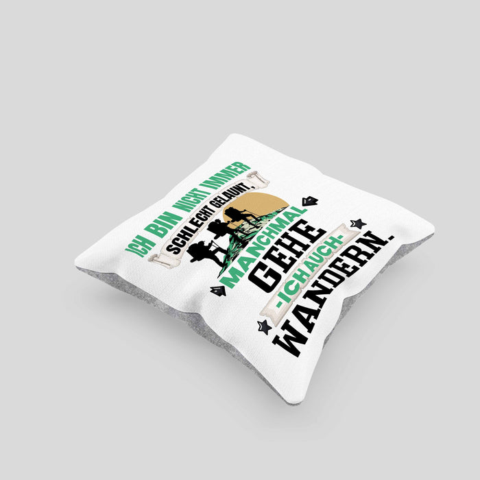Wandern Geschenk Kissen mit Füllung 40x40 Ich Bin Nicht immer Schlecht Gelaunt Wandern Berge (Grau) Grau Trendation