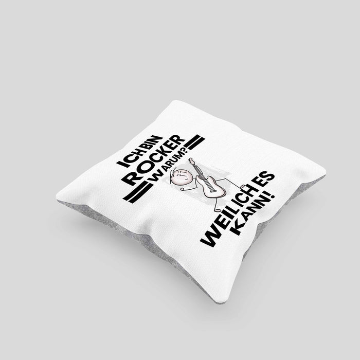 Rocker Geschenk Kissen mit Füllung 40x40 Lustiger Spruch Ich Bin Rocker Warum Weil Ich Es Kann Geschenkidee Bester Rocker Geburtstag (Grau) Grau Trendation
