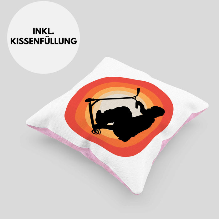 Scooter Roller Fahrer Geschenk Kissen mit Füllung 40x40 Scooterfahrer Geschenkidee Scooting Geschenkidee Jungs Profi Scooterfahrer Pro (Grau) Rosa Trendation