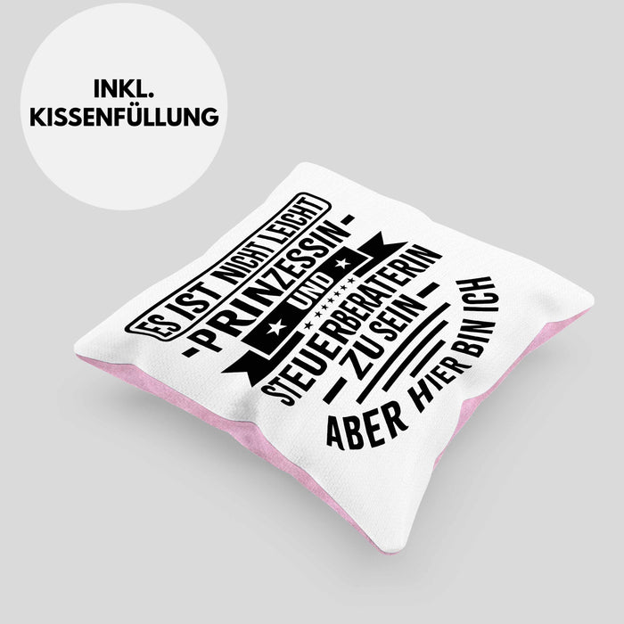 Steuerberaterin Geschenk Kissen mit Füllung 40x40 Geschenkidee Prinzessin (Grau) Rosa Trendation