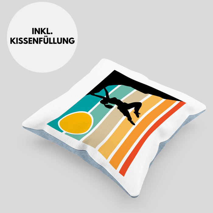 Vintage Kletter-Kissen mit Füllung 40x40 als Geschenk für Bouldersport-Fans (Grau) Blau Trendation