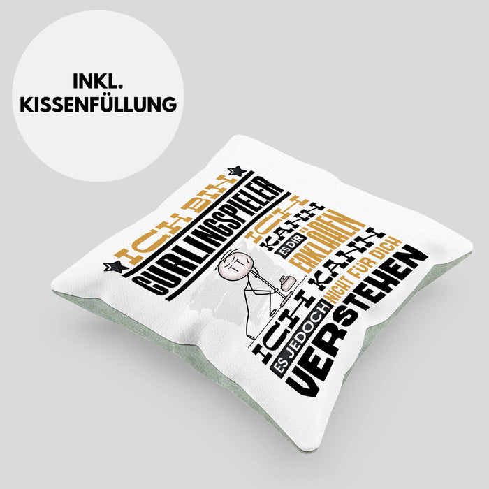 Curlingspieler Geschenk Kaffee-Kissen mit Füllung 40x40 Geschenkidee für Curlingspieler Ich Bin Curlingspieler Ich Kann Es Dir Erklären Jedoch Nicht Für Dich Verstehen Spruch Lustig (Grau) Grün Trendation