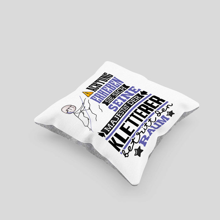 Kletterer Geschenk Kissen mit Füllung 40x40 Lustiger Spruch Erheben Sie Sich Der Kletterer Betritt den Raum (Grau) Grau Trendation