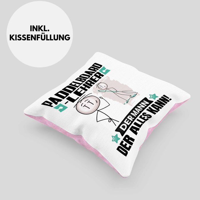 Paddelboard-Lehrer Kissen mit Füllung 40x40 Geschenk für Paddelboard-Lehrer Der Mann Der Alles Kann Geschenkidee zum Geburtstag (Grau) Rosa Trendation