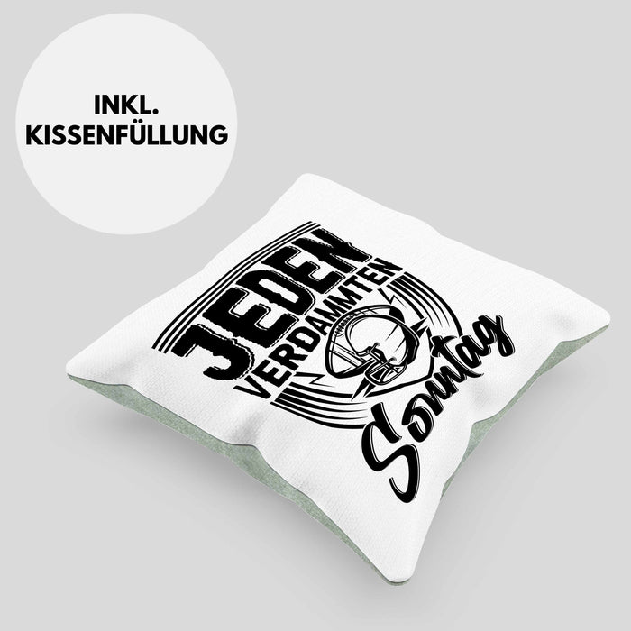 American Football Kissen mit Füllung 40x40 Geschenk Jeden verdammten Sonntag American Football-Spieler Geschenkidee (Grau) Grün Trendation