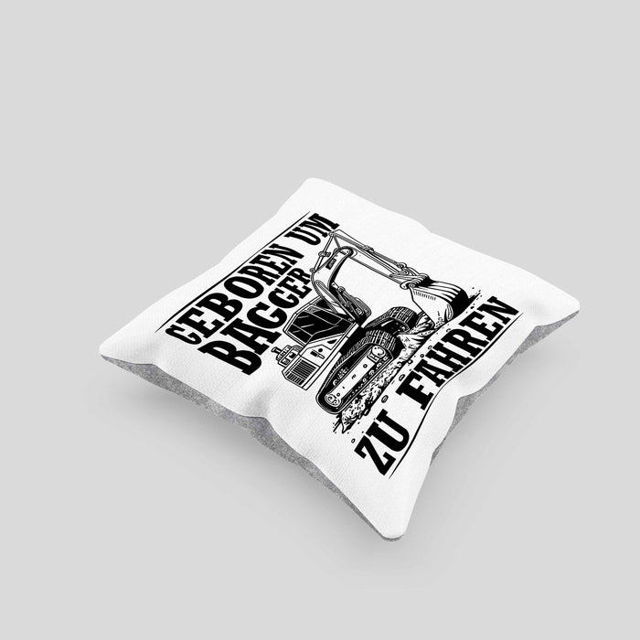 Baggerfahrer Kissen mit Füllung 40x40 Geschenk Baggerfahrender Geboren Um Bagger Zu Fahren Geschenkidee Baustelle (Grau) Grau Trendation