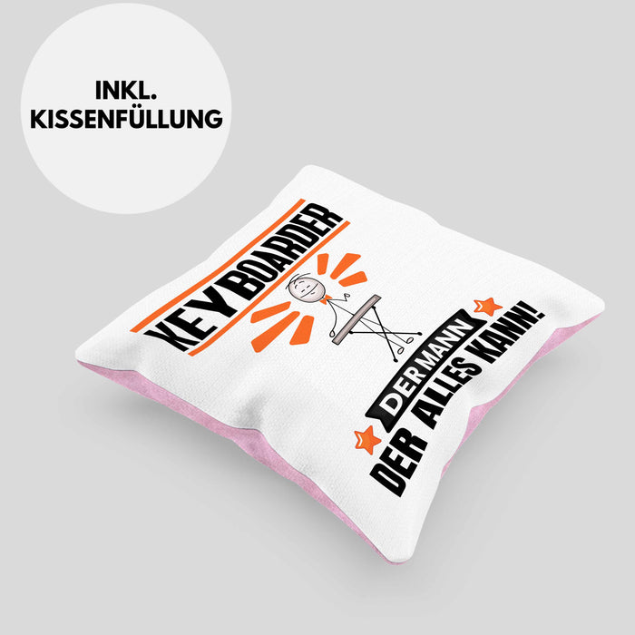 Keyboarder Kissen mit Füllung 40x40 Geschenk für Keyboarder Der Mann Der Alles Kann Geschenkidee zum Geburtstag (Grau) Rosa Trendation