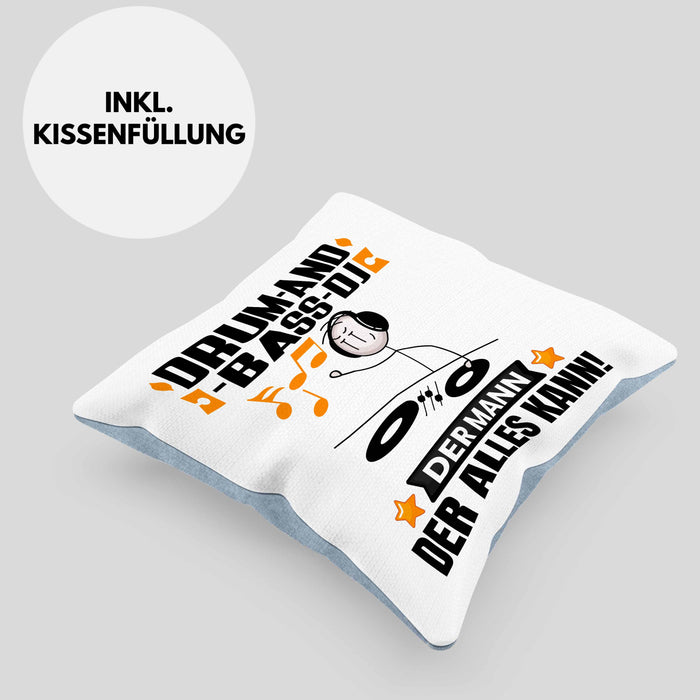 Drum-and-Bass-DJ Kissen mit Füllung 40x40 Geschenk für Drum-and-Bass-DJ Der Mann Der Alles Kann Geschenkidee zum Geburtstag (Grau) Blau Trendation