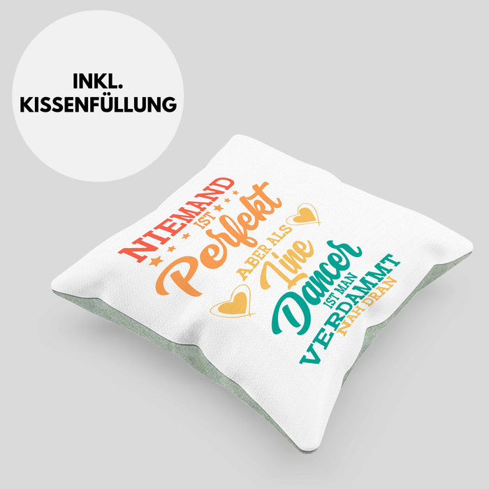 Lustige Line Dance Kissen mit Füllung 40x40 - Tolles Geschenk für Line Dance Enthusiasten "Niemand Ist toll Aber Als Lincedancer" (Grau) Grün Trendation