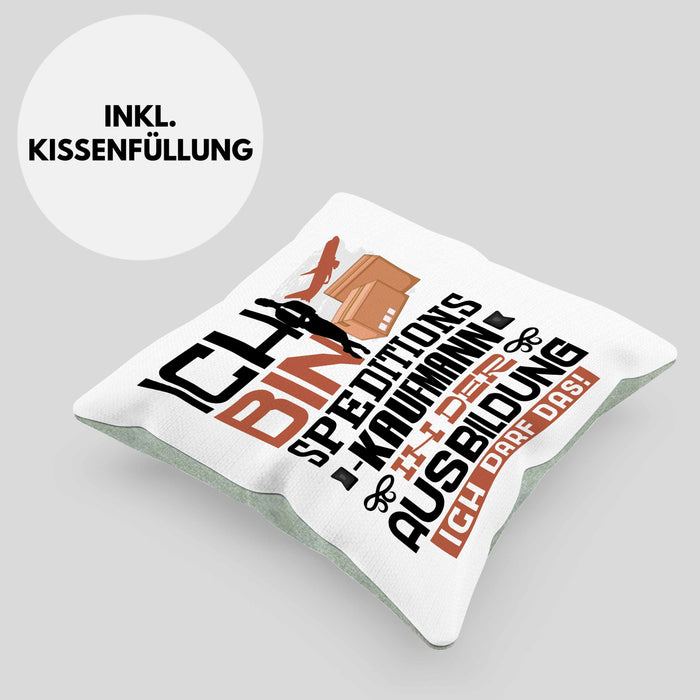 Speditionskaufmann Ausbildung Kissen mit Füllung 40x40 Geschenk Ich Bin Speditionskaufmann In Der Ausbildung Ich Darf Das Geschenkidee Spruch (Grau) Grün Trendation