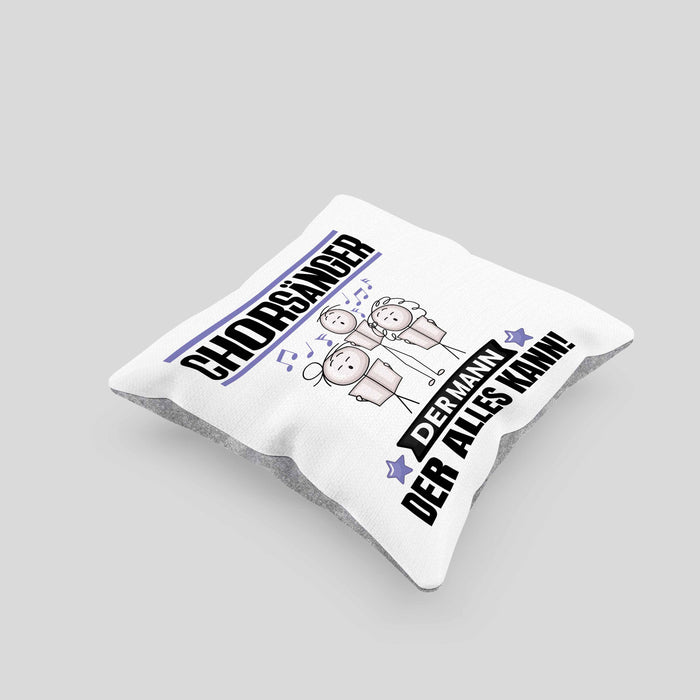 Chorsänger Kissen mit Füllung 40x40 Geschenk für Chorsänger Der Mann Der Alles Kann Geschenkidee zum Geburtstag (Grau) Grau Trendation