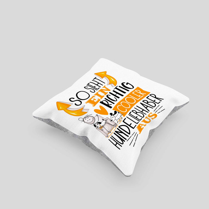 Hundeliebhaber Kissen mit Füllung 40x40 So Sieht Ein Richtig Cooler Hundeliebhaber Aus Geschenk Lustiger Spruch Geschenkidee (Grau) Grau Trendation