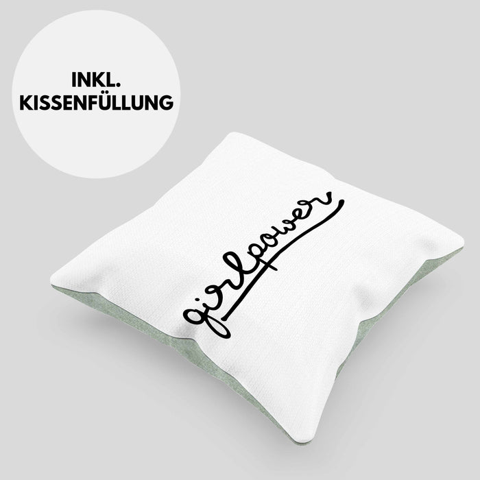 Girlpower Kissen mit Füllung 40x40 für Frauen Mädchen Geschenk (Grau) Grün Trendation