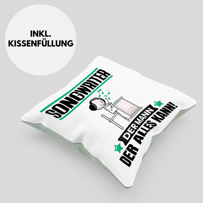 Songwriter Kissen mit Füllung 40x40 Geschenk für Songwriter Der Mann Der Alles Kann Geschenkidee zum Geburtstag (Grau) Grün Trendation