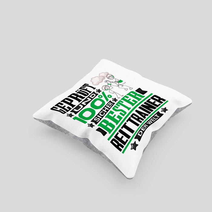 Reittrainer Geschenk Lustiger Spruch für Reittrainer Geschenkidee Bester Reittrainer Der WeltKissen mit Füllung 40x40 (Grau) Grau Trendation