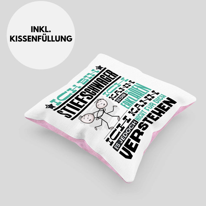 Stiefschwager Geschenk Kaffee-Kissen mit Füllung 40x40 Geschenkidee für Stiefschwager Ich Bin Stiefschwager Ich Kann Es Dir Erklären Jedoch Nicht Für Dich Verstehen Spruch Lustig (Grau) Rosa Trendation