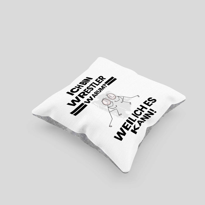 Wrestler Geschenk Kissen mit Füllung 40x40 Lustiger Spruch Ich Bin Wrestler Warum Weil Ich Es Kann Geschenkidee Bester Wrestler Geburtstag (Grau) Grau Trendation