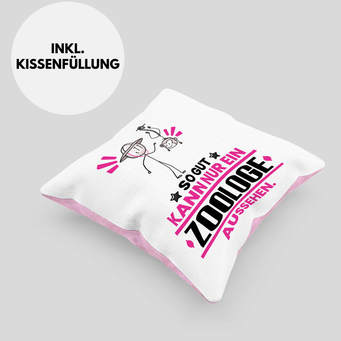 Zoologe Geschenk Kissen mit Füllung 40x40 So Gut Kann Nur Ein Zoologe Aussehen Geschenkidee (Grau) Rosa Trendation