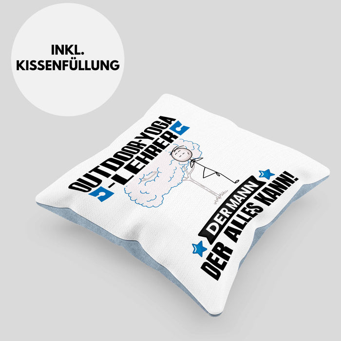 Outdoor-Yoga-Lehrer Kissen mit Füllung 40x40 Geschenk für Outdoor-Yoga-Lehrer Der Mann Der Alles Kann Geschenkidee zum Geburtstag (Grau) Blau Trendation