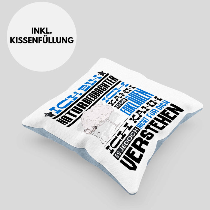 Naturbeobachter Geschenk Kaffee-Kissen mit Füllung 40x40 Geschenkidee für Naturbeobachter Ich Bin Naturbeobachter Ich Kann Es Dir Erklären Jedoch Nicht Für Dich Verstehen Spruch Lustig (Grau) Blau Trendation