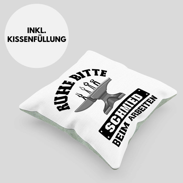 Schmied Geschenke Kissen mit Füllung 40x40 mit Spruch Hufschmied Geschenkidee (Grau) Grün Trendation