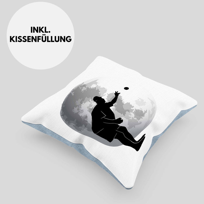 Boule Kissen mit Füllung 40x40 Geschenk Boule-Spieler Geschenkidee Grafik Mond Boule (Grau) Blau Trendation