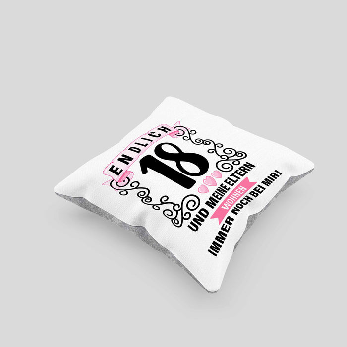 18er Geburtstag Kissen mit Füllung 40x40 Geschenk Mädchen Jungen Geschenkidee Lustig Spruch 18 Geschenke Geschenkideen zum 18 Bday 18. (Grau) Grau Trendation