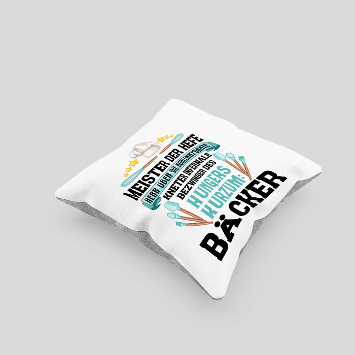 Bäcker Kissen mit Füllung 40x40 mit Spruch Geschenkidee Bäckerin Geschenk Männer Frauen (Grau) Grau Trendation