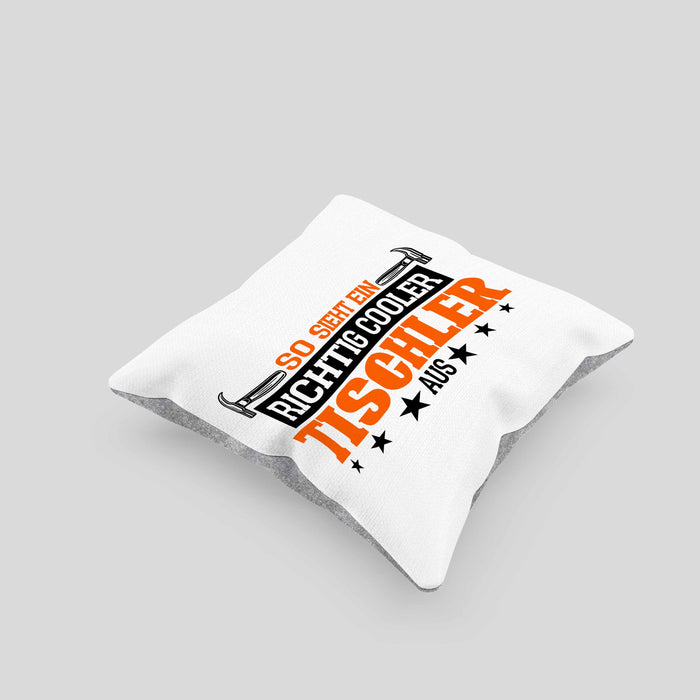 Kissen mit Füllung 40x40 Geschenk für Tischler Spruch So Sieht Ein Richtige Cooler Tischler Aus (Grau) Grau Trendation
